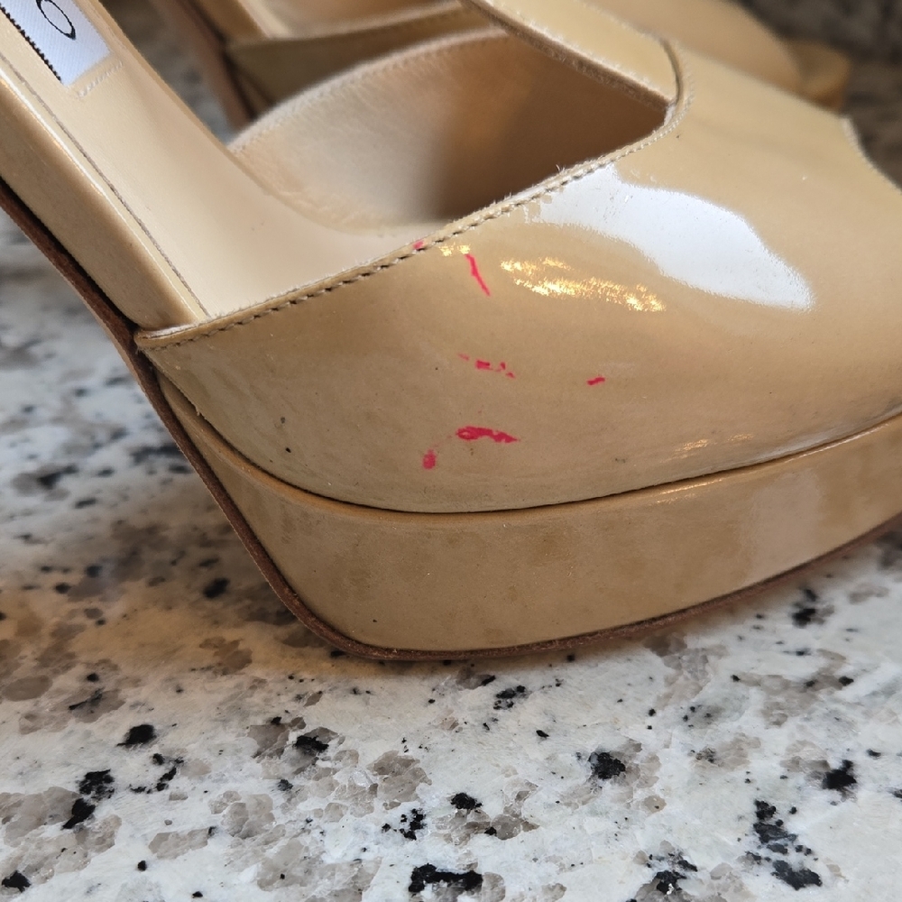 Jimmy Choo Patent Leather Totem T-Strap Platform Stilettos  EU Sz 38.5 - Picture 16 of 16